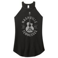 Nashville Tennessee Vintage Guitar Country Music City Women's Perfect Tri Rocker Tank