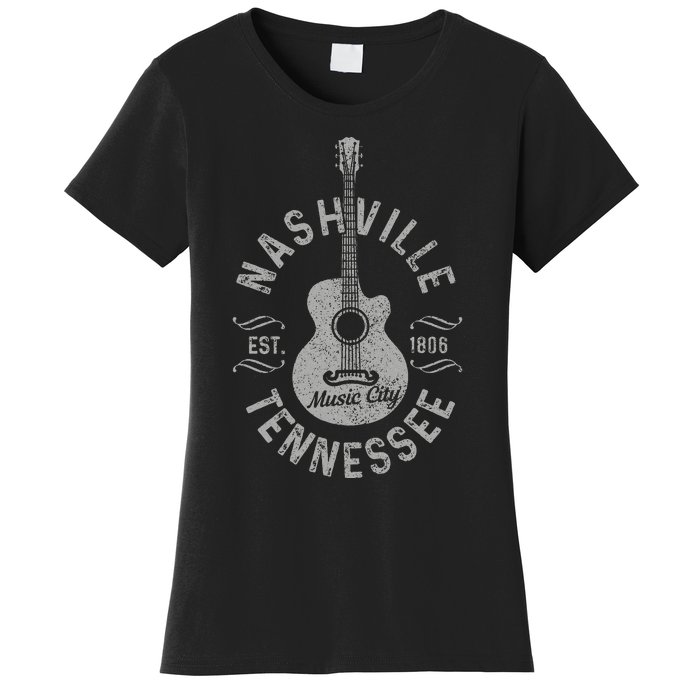 Nashville Tennessee Vintage Guitar Country Music City Women's T-Shirt