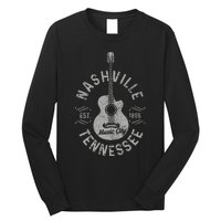 Nashville Tennessee Vintage Guitar Country Music City Gift Long Sleeve Shirt