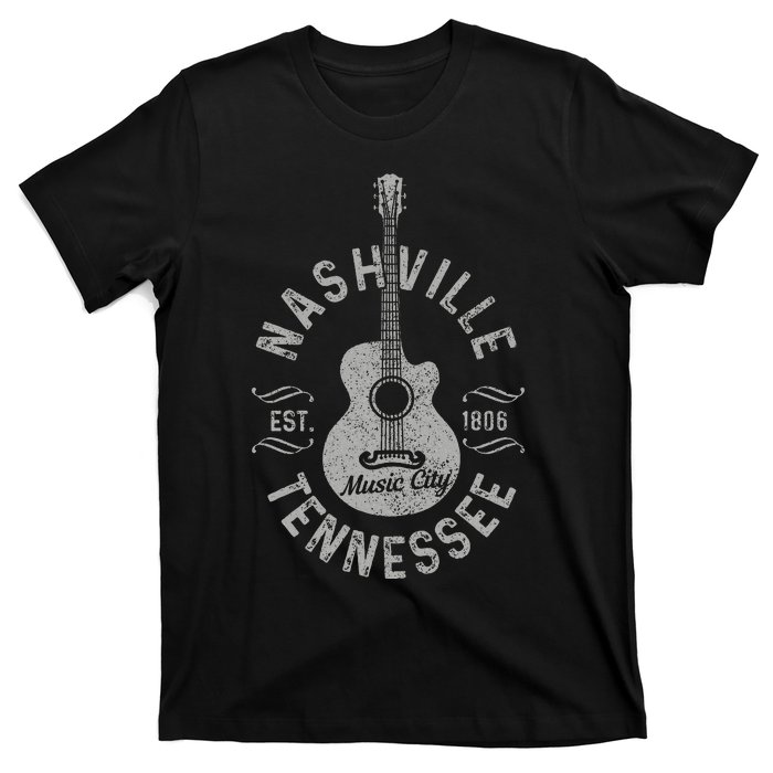 Nashville Tennessee Vintage Guitar Country Music City Gift T-Shirt