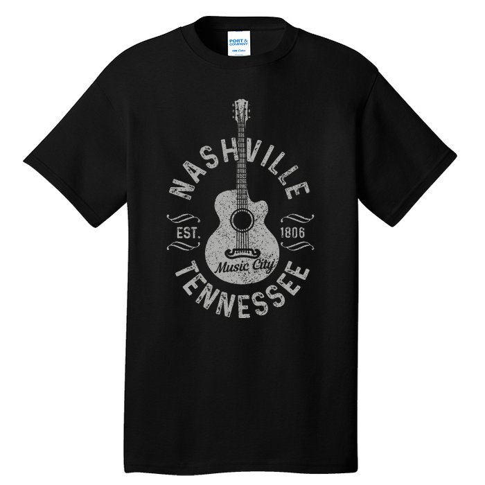 Nashville Tennessee Vintage Guitar Country Music City Gift Tall T-Shirt