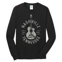 Nashville Tennessee Vintage Guitar Country Music City Gift Tall Long Sleeve T-Shirt