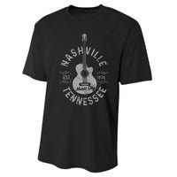 Nashville Tennessee Vintage Guitar Country Music City Gift Performance Sprint T-Shirt