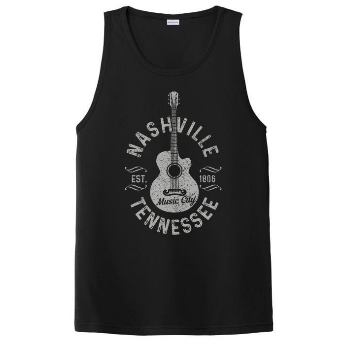 Nashville Tennessee Vintage Guitar Country Music City Gift PosiCharge Competitor Tank