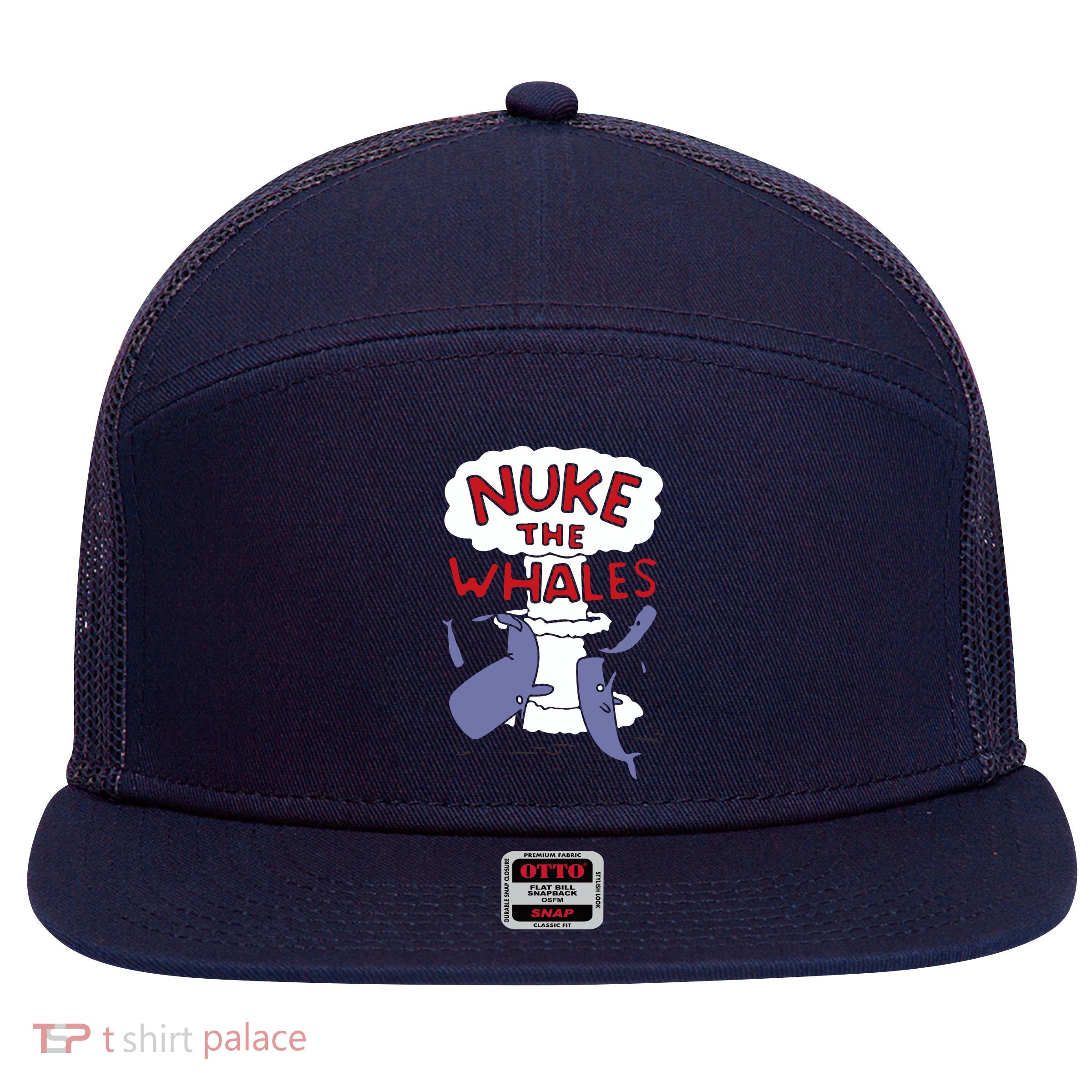 Nuke The Whales Funny 7 Panel Mesh Trucker Snapback Hat