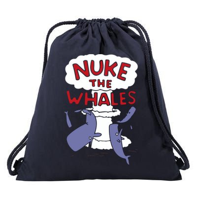 Nuke The Whales Funny Drawstring Bag