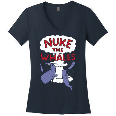 Nuke The Whales Funny Women's V-Neck T-Shirt