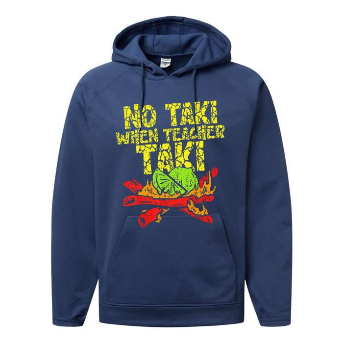 No Taki When Teacher Taki Funny Teacher Cute Education Performance Fleece Hoodie