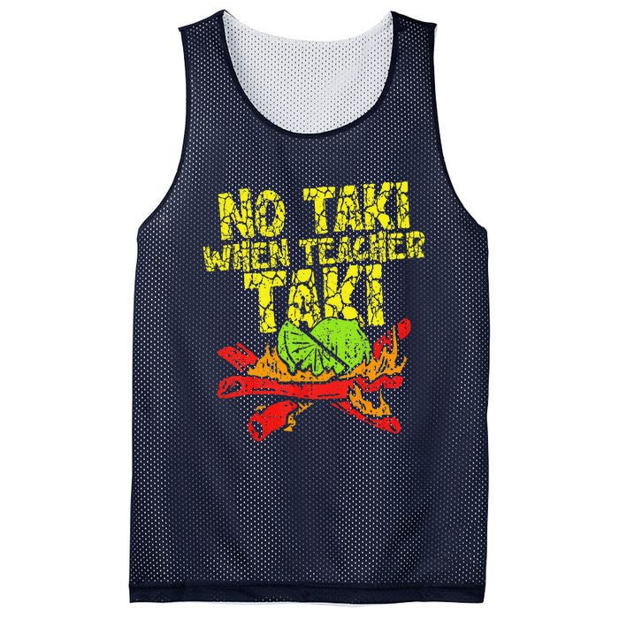 No Taki When Teacher Taki Funny Teacher Cute Education Mesh Reversible Basketball Jersey Tank