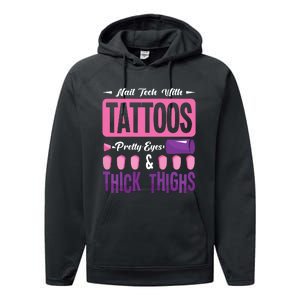 Nail Tech With Tattoos Pretty Nail Technician Nail Polish Performance Fleece Hoodie