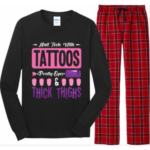 Nail Tech With Tattoos Pretty Nail Technician Nail Polish Long Sleeve Pajama Set