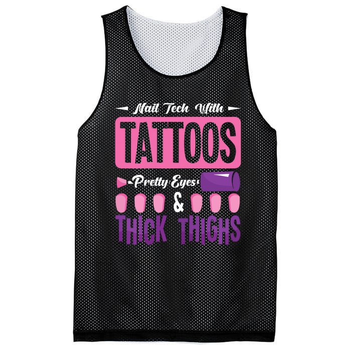 Nail Tech With Tattoos Pretty Nail Technician Nail Polish Mesh Reversible Basketball Jersey Tank