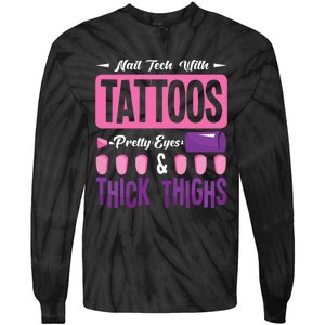 Nail Tech With Tattoos Pretty Nail Technician Nail Polish Tie-Dye Long Sleeve Shirt