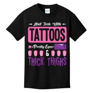 Nail Tech With Tattoos Pretty Nail Technician Nail Polish Kids T-Shirt