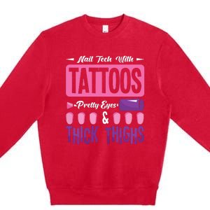 Nail Tech With Tattoos Pretty Nail Technician Nail Polish Premium Crewneck Sweatshirt