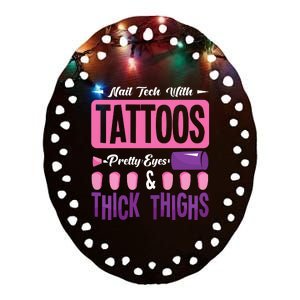 Nail Tech With Tattoos Pretty Nail Technician Nail Polish Ceramic Oval Ornament