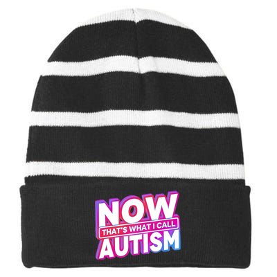 Now ThatS What I Call Autism Striped Beanie with Solid Band