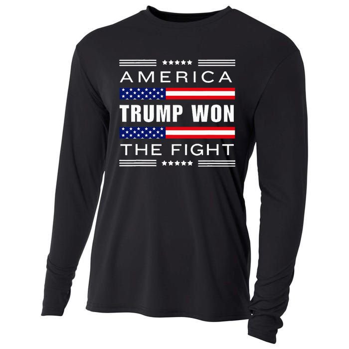 New! Trump Won! Wins! America Trump Won The Fight Trump Won Cooling Performance Long Sleeve Crew