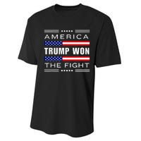 New! Trump Won! Wins! America Trump Won The Fight Trump Won Performance Sprint T-Shirt