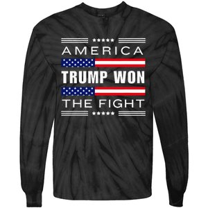 New! Trump Won! Wins! America Trump Won The Fight Trump Won Tie-Dye Long Sleeve Shirt