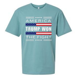 New! Trump Won! Wins! America Trump Won The Fight Trump Won Sueded Cloud Jersey T-Shirt