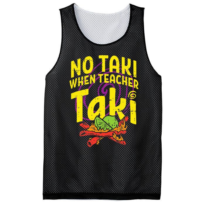 No Taki When Teacher Taki Cute Education classroom Mesh Reversible Basketball Jersey Tank