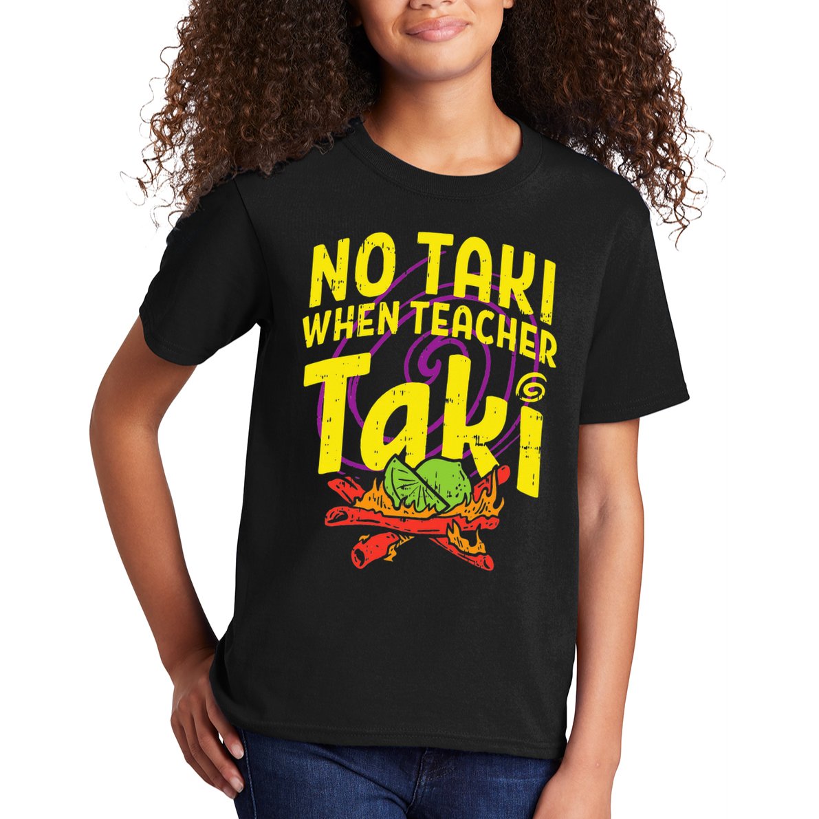 No Taki When Teacher Taki Education classroom Kids T-Shirt