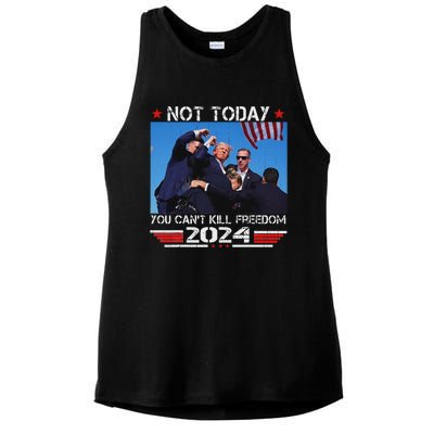 Not Today You CanT Kill Freedom Stronger Ladies PosiCharge Tri-Blend Wicking Tank