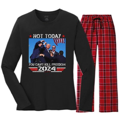 Not Today You CanT Kill Freedom Stronger Women's Long Sleeve Flannel Pajama Set 