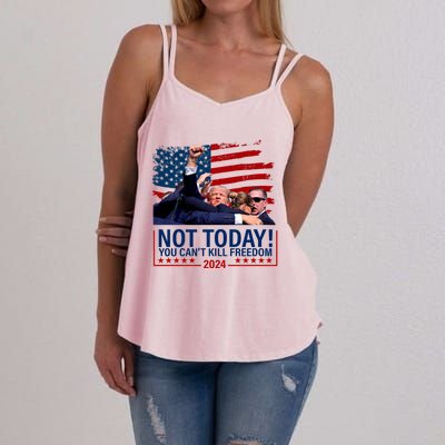 Not Today You CanT Kill Freedom Trump 2024 Fight Fist Epic Women's Strappy Tank