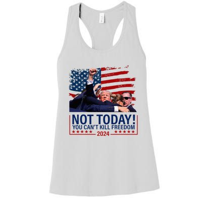 Not Today You CanT Kill Freedom Trump 2024 Fight Women's Racerback Tank