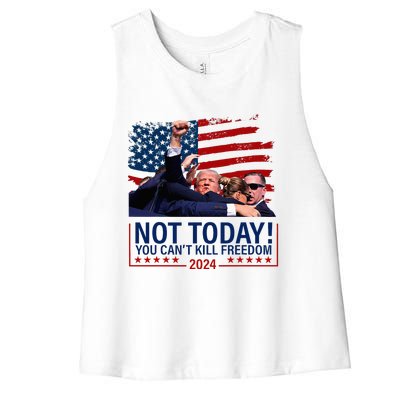 Not Today You CanT Kill Freedom Trump 2024 Fight Women's Racerback Cropped Tank