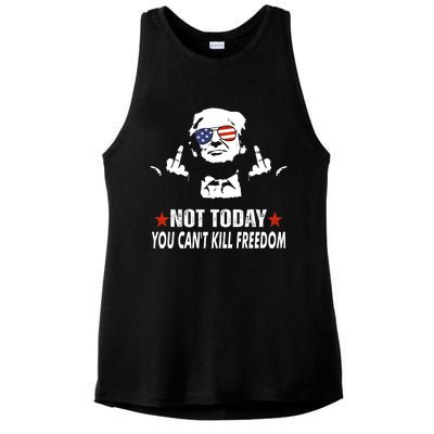 Not Today You CanT Kill Freedom Ladies PosiCharge Tri-Blend Wicking Tank