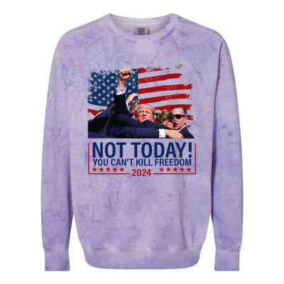 Not Today You CanT Kill Freedom Trump 2024 Fight Fist Epic Colorblast Crewneck Sweatshirt