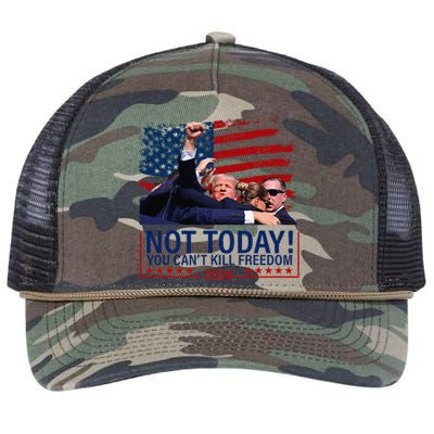 Not Today You CanT Kill Freedom Trump 2024 Fight Fist Epic Retro Rope Trucker Hat Cap