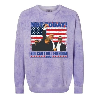 Not Today You Cant Kill Freedom Trump 2024 President Lover Colorblast Crewneck Sweatshirt