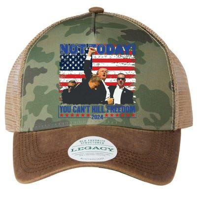 Not Today You Cant Kill Freedom Trump 2024 President Lover Legacy Tie Dye Trucker Hat