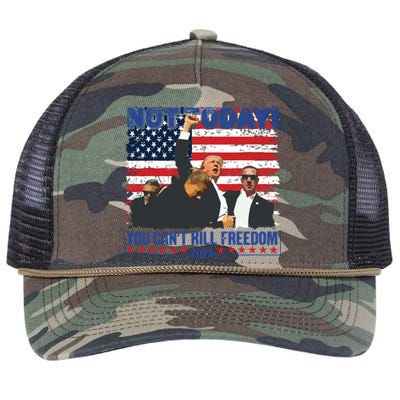 Not Today You Cant Kill Freedom Trump 2024 President Lover Retro Rope Trucker Hat Cap