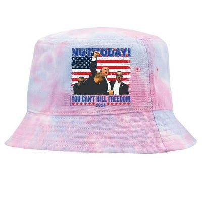 Not Today You Cant Kill Freedom Trump 2024 President Lover Tie-Dyed Bucket Hat