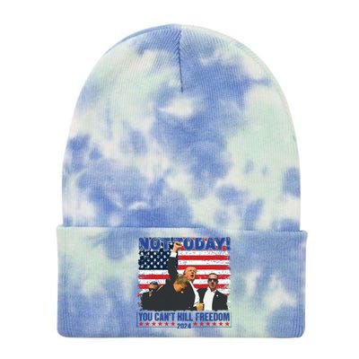 Not Today You Cant Kill Freedom Trump 2024 President Lover Tie Dye 12in Knit Beanie