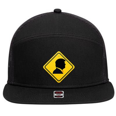 New! Trump Yellow Yield Road Sign Trump Road Yield Sign 7 Panel Mesh Trucker Snapback Hat