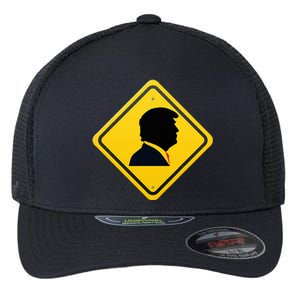 New! Trump Yellow Yield Road Sign Trump Road Yield Sign Flexfit Unipanel Trucker Cap