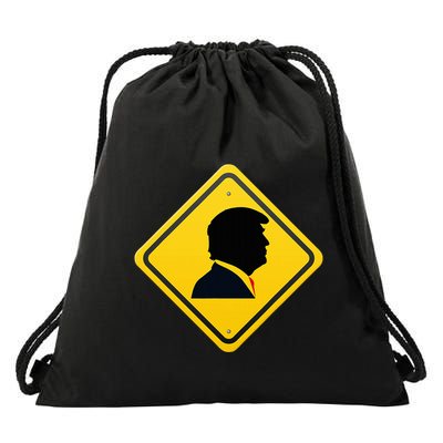 New! Trump Yellow Yield Road Sign Trump Road Yield Sign Drawstring Bag