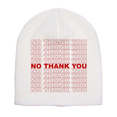 No Thank You Classic Retro Short Acrylic Beanie