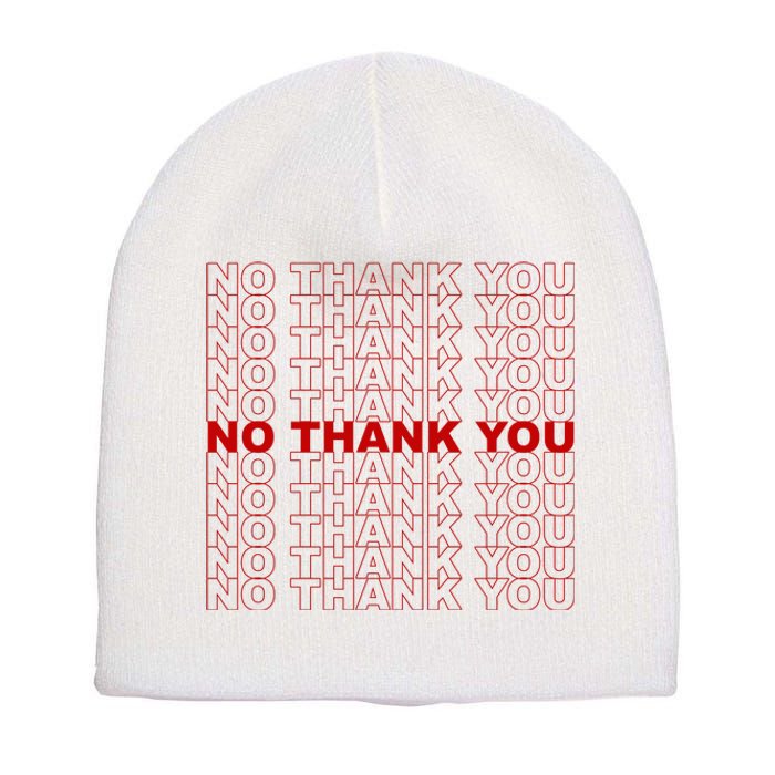 No Thank You Classic Retro Short Acrylic Beanie