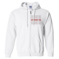 No Thank You Classic Retro Full Zip Hoodie