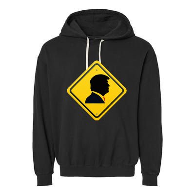 New! Trump Yellow Yield Road Sign Trump Road Yield Sign Garment-Dyed Fleece Hoodie