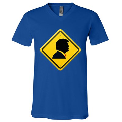 New! Trump Yellow Yield Road Sign Trump Road Yield Sign V-Neck T-Shirt