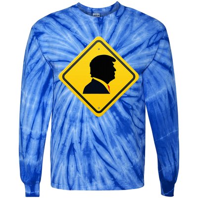 New! Trump Yellow Yield Road Sign Trump Road Yield Sign Tie-Dye Long Sleeve Shirt