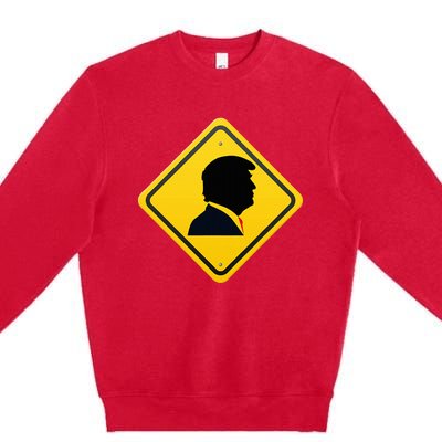 New! Trump Yellow Yield Road Sign Trump Road Yield Sign Premium Crewneck Sweatshirt